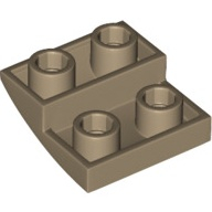 Lego destička 2x2 půl oblouku zakulacená hladká invertovaná, tmavě béžová (6356427)